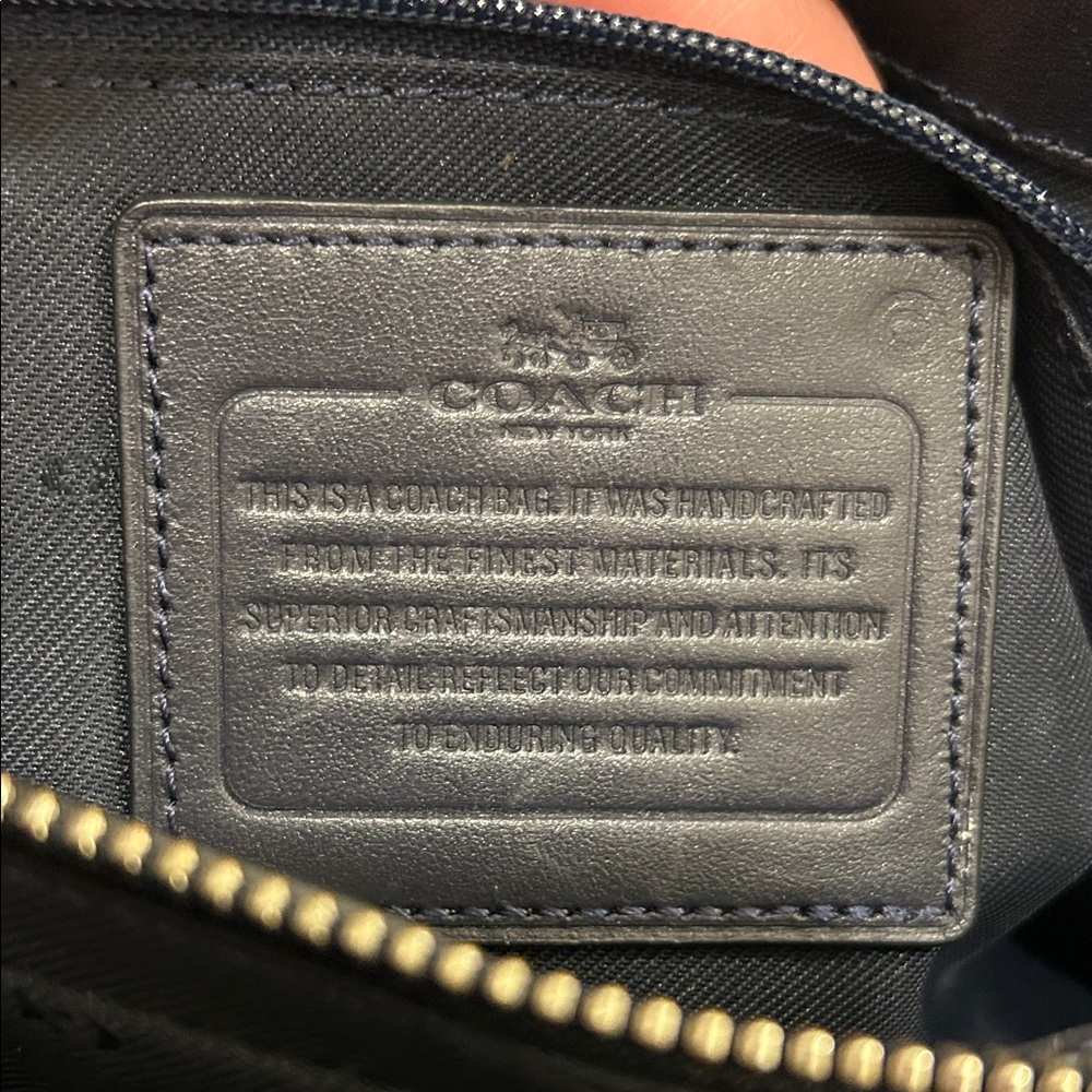 Coach (EUC) Swagger Frame Satchel in Navy Blue Crocodile-Embossed Leather - Picture 13 of 17